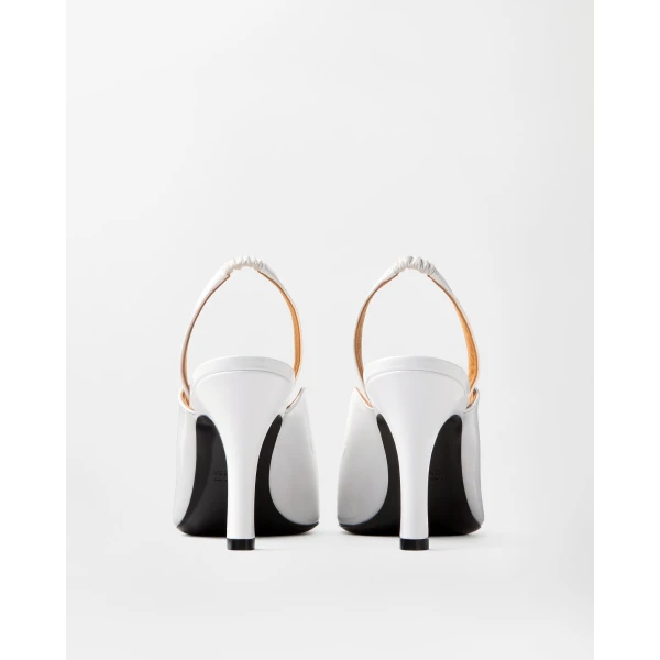 Versace Marisa Patent Slingbacks 90 mm in White, view 5 | Heels