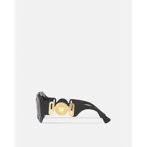 Versace Maxi Medusa Biggie Squared Sunglasses in Black, view 3 | Sunglasses