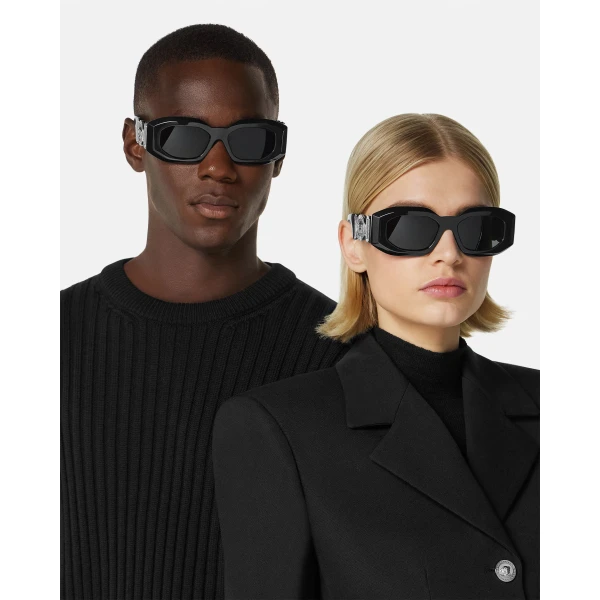 Versace Maxi Medusa Biggie Sunglasses in Black and Silver, view 3 | Sunglasses