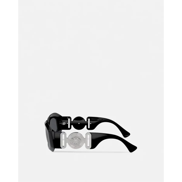 Versace Maxi Medusa Biggie Sunglasses in Black and Silver, view 4 | Sunglasses
