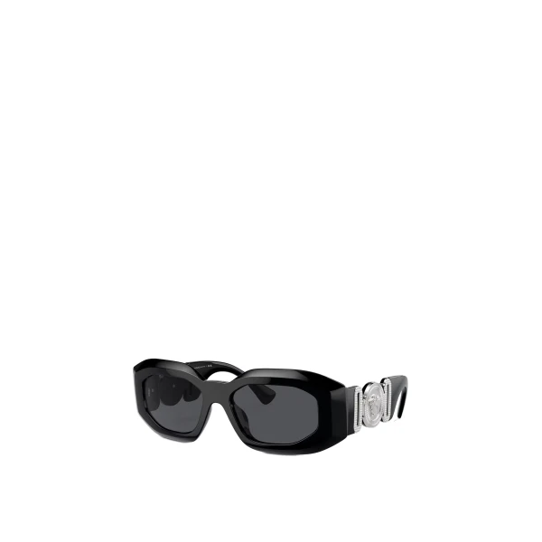 Versace Maxi Medusa Biggie Sunglasses in Black and Silver | Sunglasses | Coveti