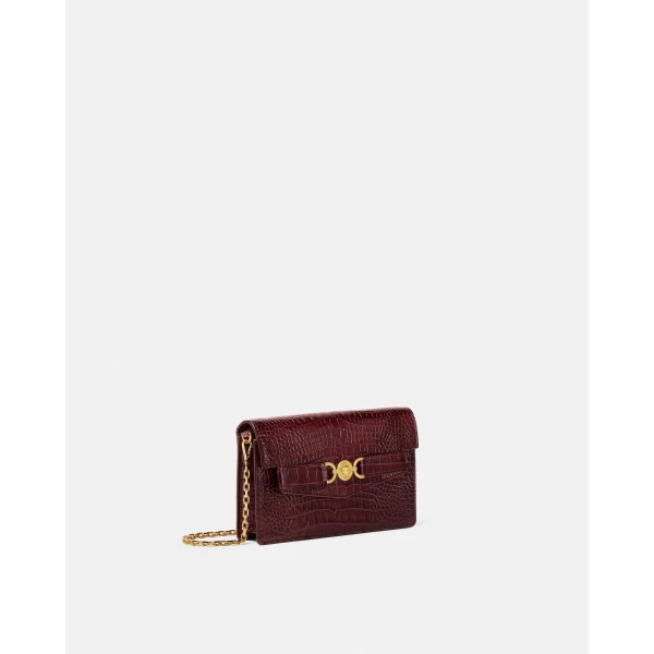 Versace Medusa '95 Croc-Effect Clutch in Burgundy, view 2 | Clutch Bags