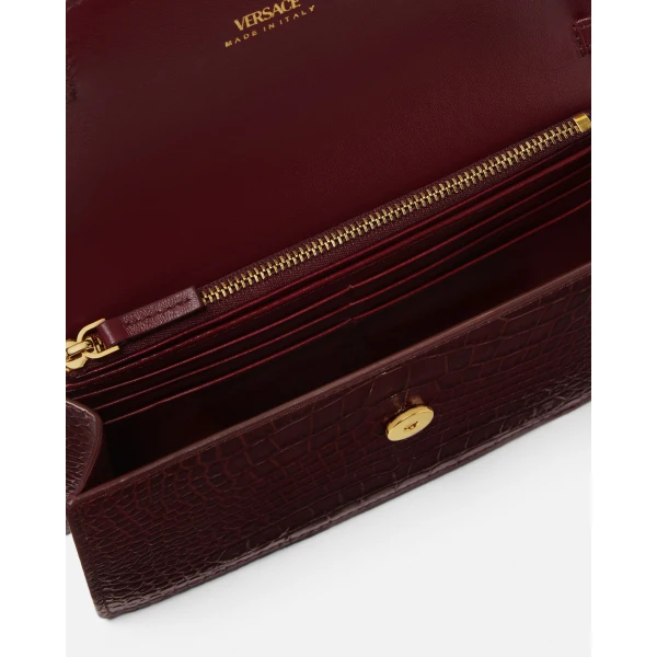 Versace Medusa '95 Croc-Effect Clutch in Burgundy, view 3 | Clutch Bags