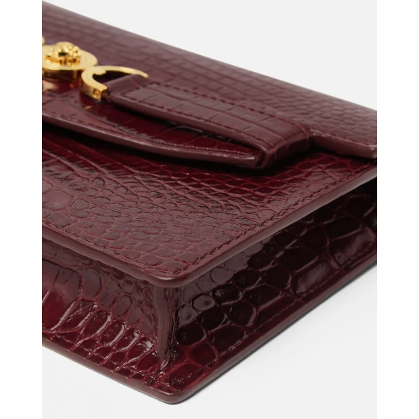 Versace Medusa '95 Croc-Effect Clutch in Burgundy, view 4 | Clutch Bags