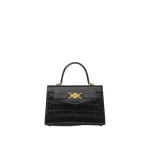 Versace Medusa '95 Croc-Effect Top-Handle in Black and Gold | Totes & Top-Handle Bags | Coveti