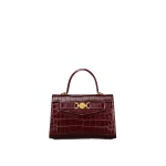 Versace Medusa '95 Croc-Effect Top-Handle in Burgundy | Totes & Top-Handle Bags | Coveti