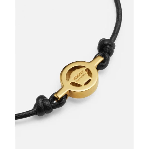 Versace Medusa '95 Crystal Leather Bracelet in Black, view 2 | Bracelets