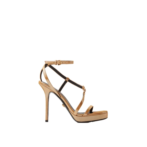 Medusa '95 Embellished Leather Sandals 115 mm in Gold
