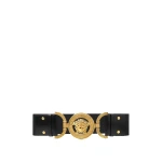 Versace Medusa '95 Leather Belt 6 cm in Black and Gold | Belts | Coveti