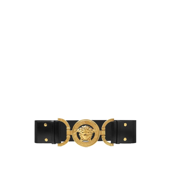 Versace Medusa '95 Leather Belt 6 cm in Black and Gold | Belts | Coveti
