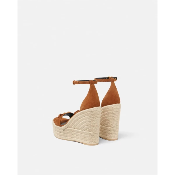 Versace Medusa '95 Suede Wedge Sandals 120 mm in Brown, view 4 | Sandals