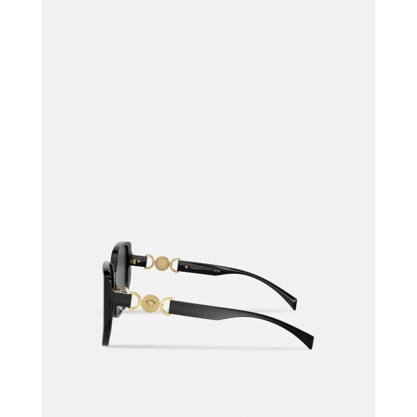Versace Medusa '95 Sunglasses in Black and Gold, view 3 | Sunglasses