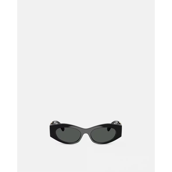 Versace Medusa Biggie Cat-Eye Sunglasses in Black and Gold, view 2 | Sunglasses