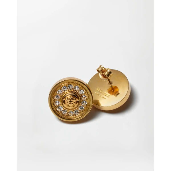 Versace Medusa Crystal Earrings in Gold Brass, view 3 | Earrings