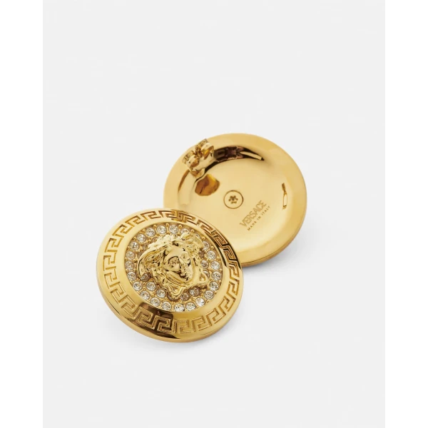 Versace Medusa Crystal Earrings in Gold Metal, view 2 | Earrings