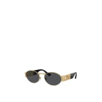 Versace Medusa Deco Oval Sunglasses in Black and Gold | Sunglasses | Coveti