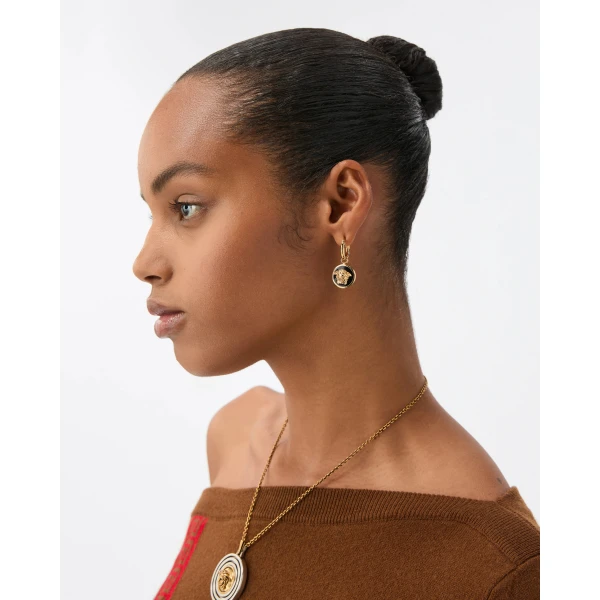 Versace Medusa Earrings in Black and Gold, view 2 | Earrings