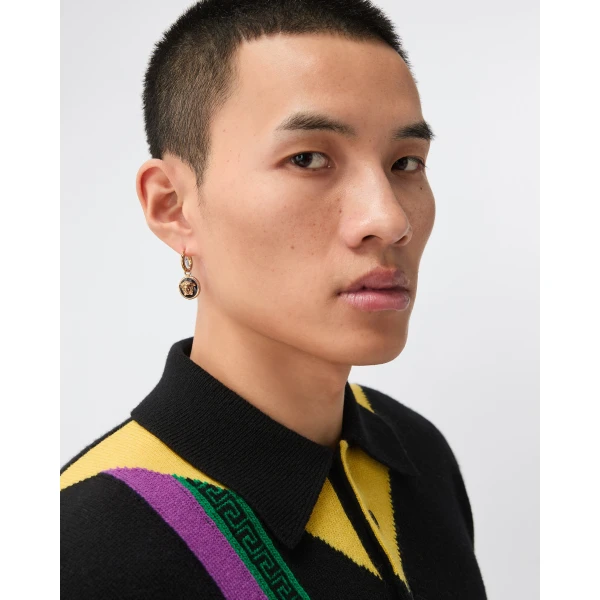 Versace Medusa Earrings in Black and Gold, view 4 | Earrings