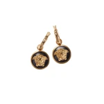 Versace Medusa Earrings in Black and Gold | Earrings | Coveti