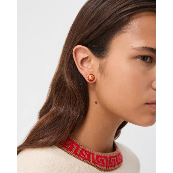 Versace Medusa Earrings in Red and Gold, view 2 | Earrings