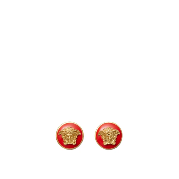 Versace Medusa Earrings in Red and Gold | Earrings | Coveti