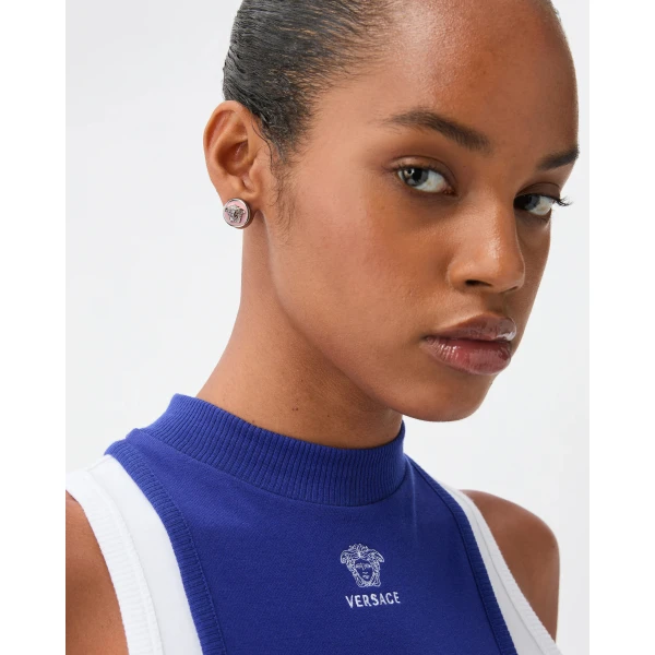 Versace Medusa Earrings in Silver and Pink, view 2 | Earrings