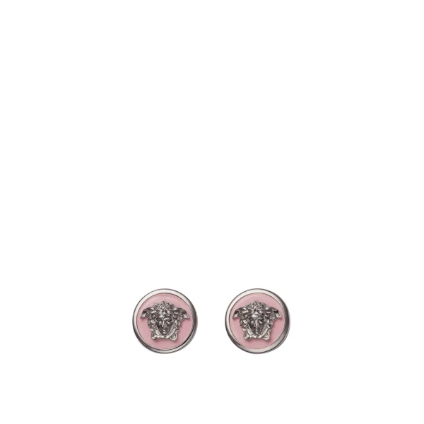 Versace Medusa Earrings in Silver and Pink | Earrings | Coveti