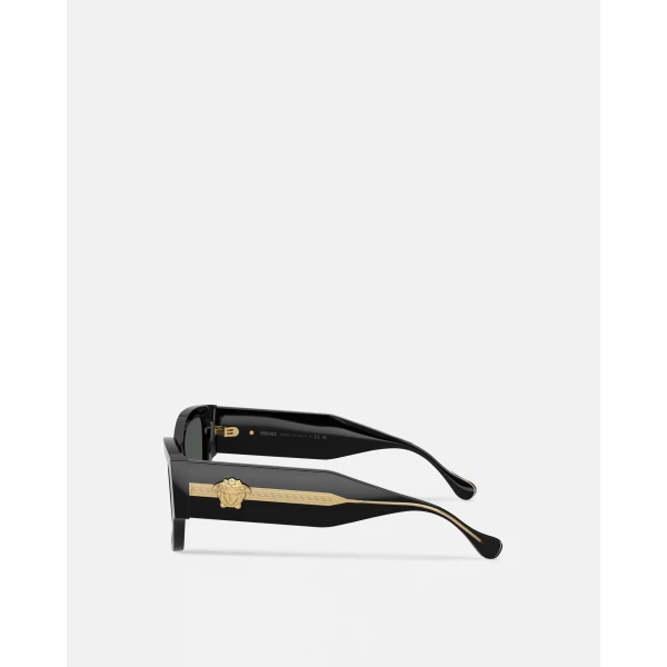Versace Medusa Focus Cat-Eye Sunglasses in Black and Green, view 3 | Sunglasses