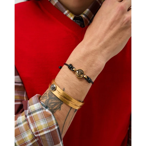 Versace Medusa Leather Bracelet in Black, Ref. 1B55J, view 2 | Bracelets