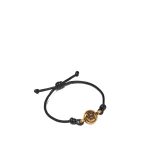 Versace Medusa Leather Bracelet in Black and Gold, Ref. 1A00637 | Bracelets | Coveti