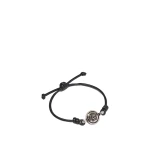 Versace Medusa Leather Bracelet in Black and Silver | Bracelets | Coveti