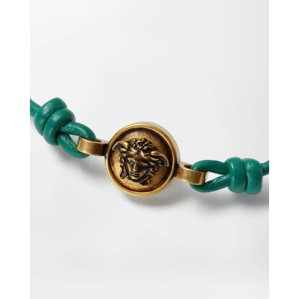 Versace Medusa Leather Bracelet in Green, view 3 | Bracelets