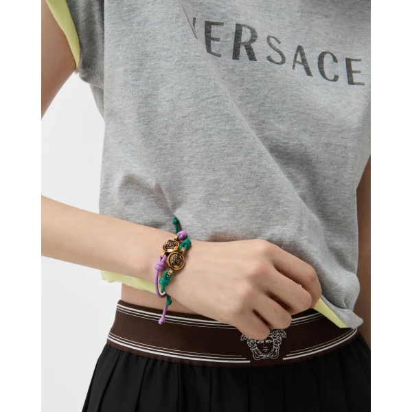 Versace Medusa Leather Bracelet in Green, view 4 | Bracelets