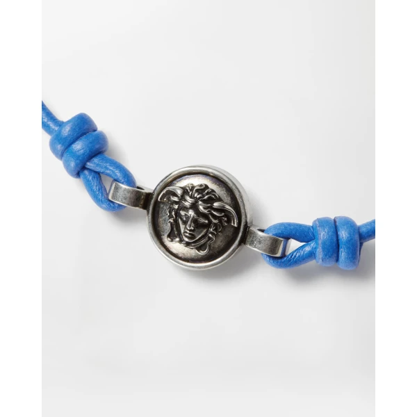 Versace Medusa Leather Bracelet in Light Blue, Ref. 1A00637, view 3 | Bracelets