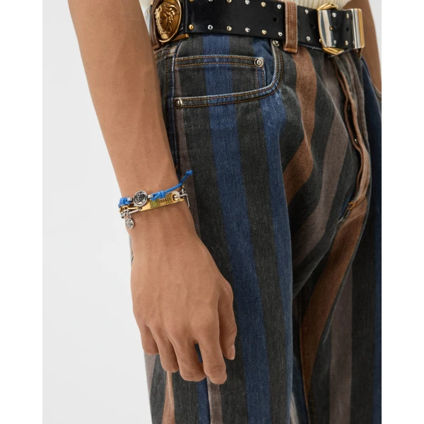 Versace Medusa Leather Bracelet in Light Blue, Ref. 1A00637, view 4 | Bracelets