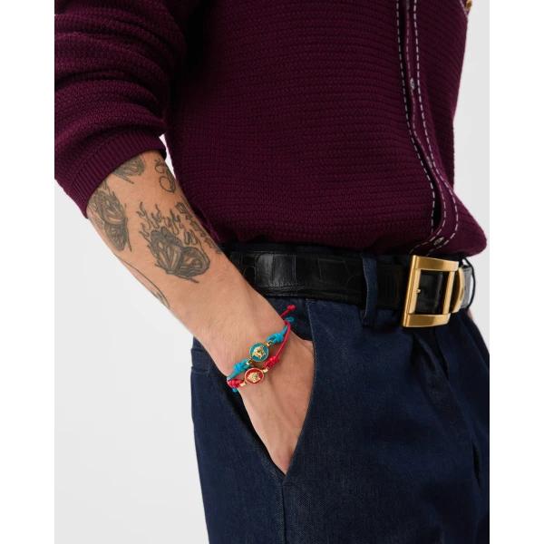 Versace Medusa Leather Bracelet in Light Blue, Ref. 1A04575, view 2 | Bracelets