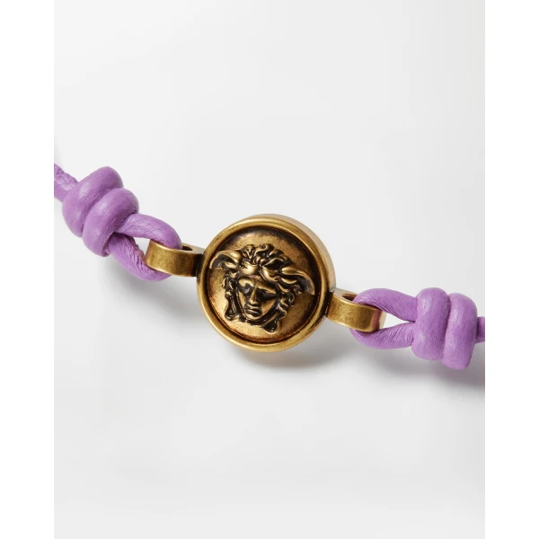 Versace Medusa Leather Bracelet in Lilac, view 3 | Bracelets