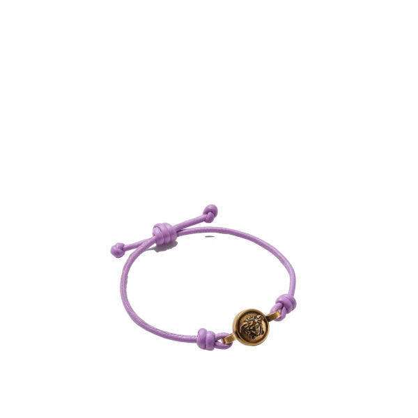 Versace Medusa Leather Bracelet in Lilac | Bracelets | Coveti