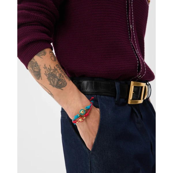 Versace Medusa Leather Bracelet in Red, view 2 | Bracelets