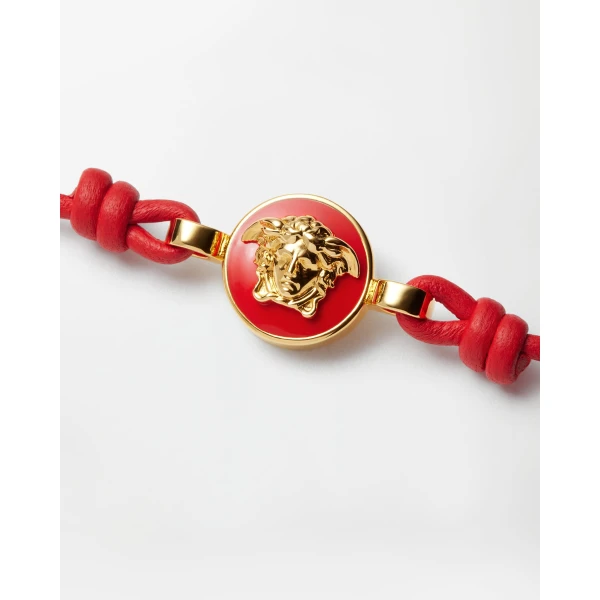 Versace Medusa Leather Bracelet in Red, view 3 | Bracelets