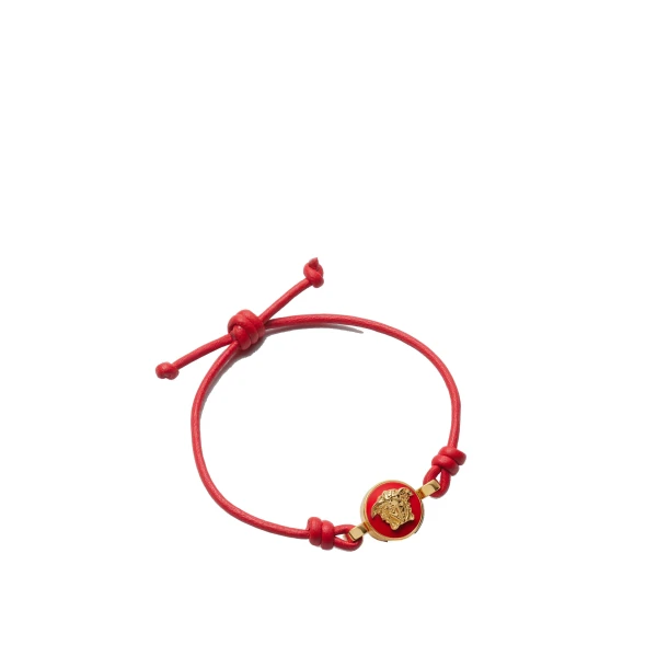 Medusa Leather Bracelet in Red