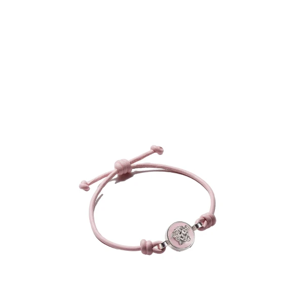 Medusa Leather Bracelet in Silver and Pink