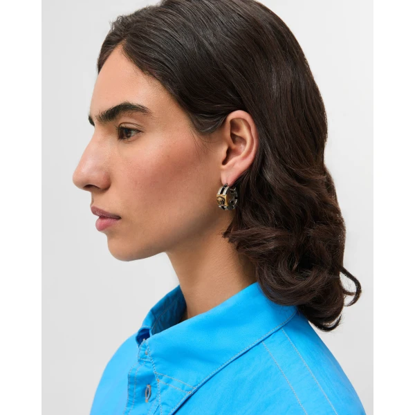 Versace Medusa Link Earrings in Silver and Gold, view 2 | Earrings