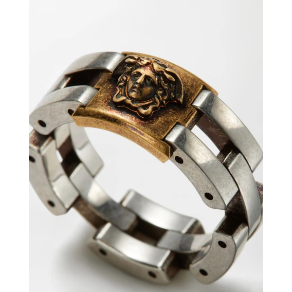 Versace Medusa Link Ring in Silver and Gold, view 3 | Rings