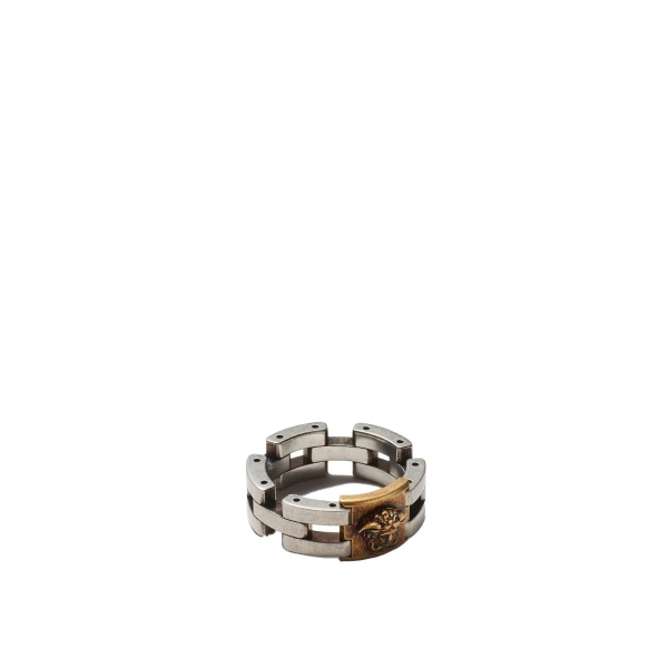 Versace Medusa Link Ring in Silver and Gold | Rings | Coveti