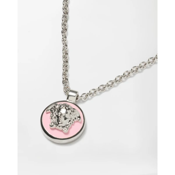 Versace Medusa Necklace in Silver and Pink, view 2 | Necklace