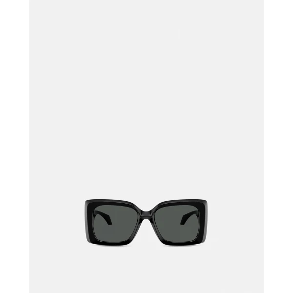 Versace Medusa Plaque Maxi Sunglasses in Black and Gold, view 2 | Sunglasses