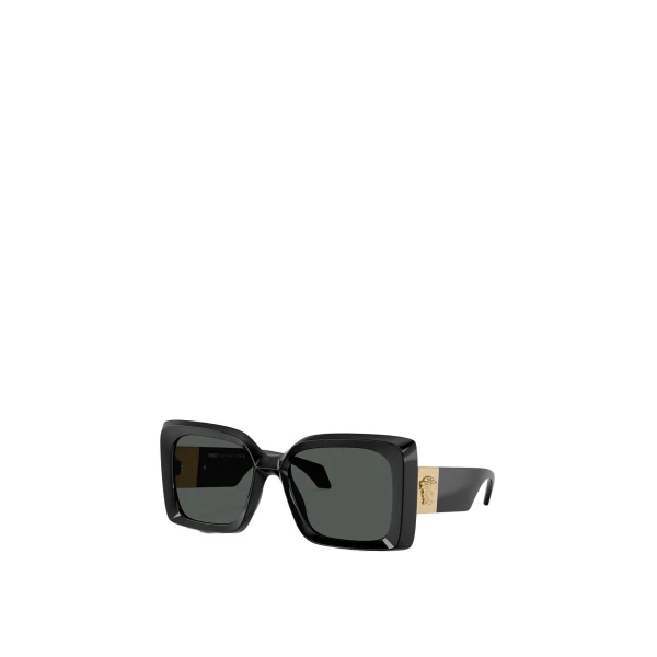 Versace Medusa Plaque Maxi Sunglasses in Black and Gold | Sunglasses | Coveti