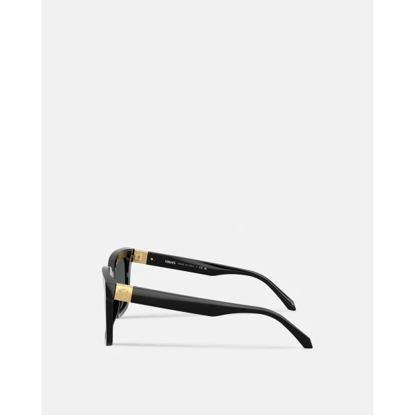 Versace Medusa Plaque Sunglasses in Black Acetate, view 3 | Sunglasses