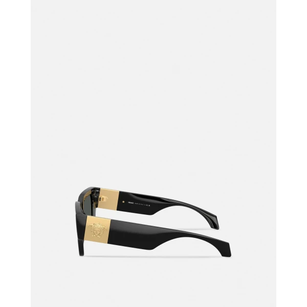 Versace Medusa Plaque Sunglasses in Black Metal, view 3 | Sunglasses